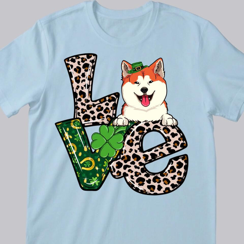 Custom Pet T-shirt, LOVE Pet Shirt, Leopard St Patrick's Day Shirt, Irish Pet Shirt, Personalized Dog Shirt, Custom Cat Shirt, Dog Mom Gift