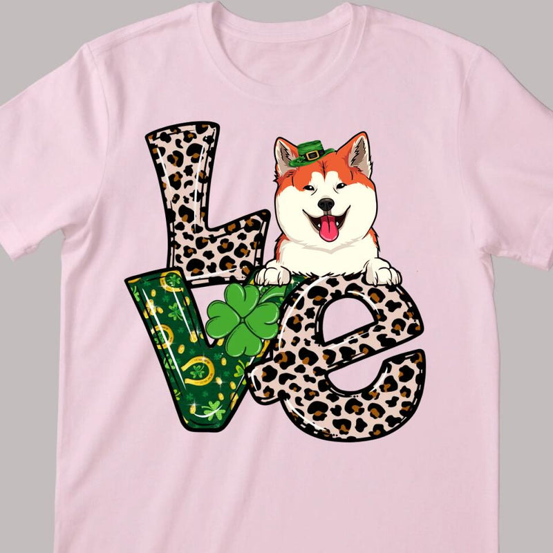 Custom Pet T-shirt, LOVE Pet Shirt, Leopard St Patrick's Day Shirt, Irish Pet Shirt, Personalized Dog Shirt, Custom Cat Shirt, Dog Mom Gift