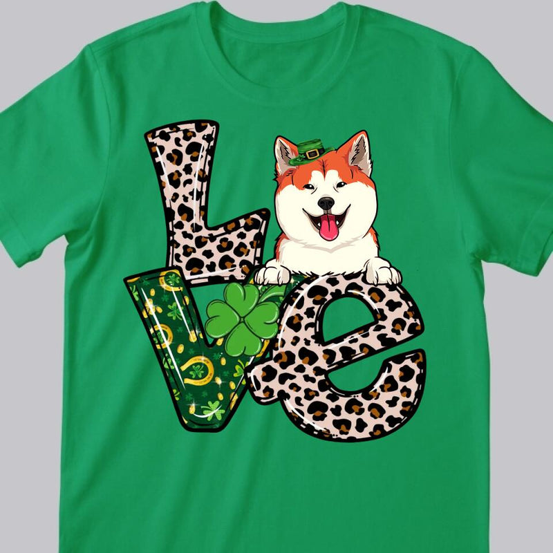 Custom Pet T-shirt, LOVE Pet Shirt, Leopard St Patrick's Day Shirt, Irish Pet Shirt, Personalized Dog Shirt, Custom Cat Shirt, Dog Mom Gift