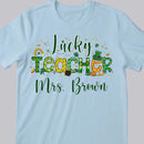 St Patricks Day Teacher Shirt, Personalized Name Teacher Shirt, Lucky Teacher T-Shirt, Teacher Gift, Cute St Patricks Day Shirt for Teacher