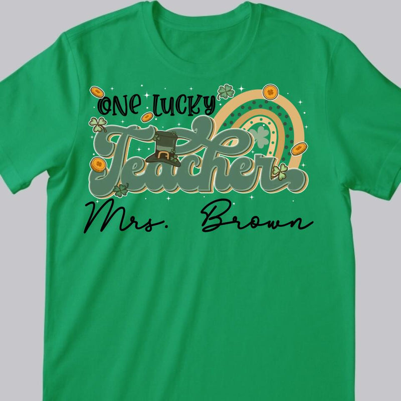 Custom Teacher Shirt, Irish Teacher Shirt, Teacher Gift Shirt, Teacher Name Shirt, St Pattys Day Shirt, Lucky Teacher Shirt, Retro Teacher Shirts