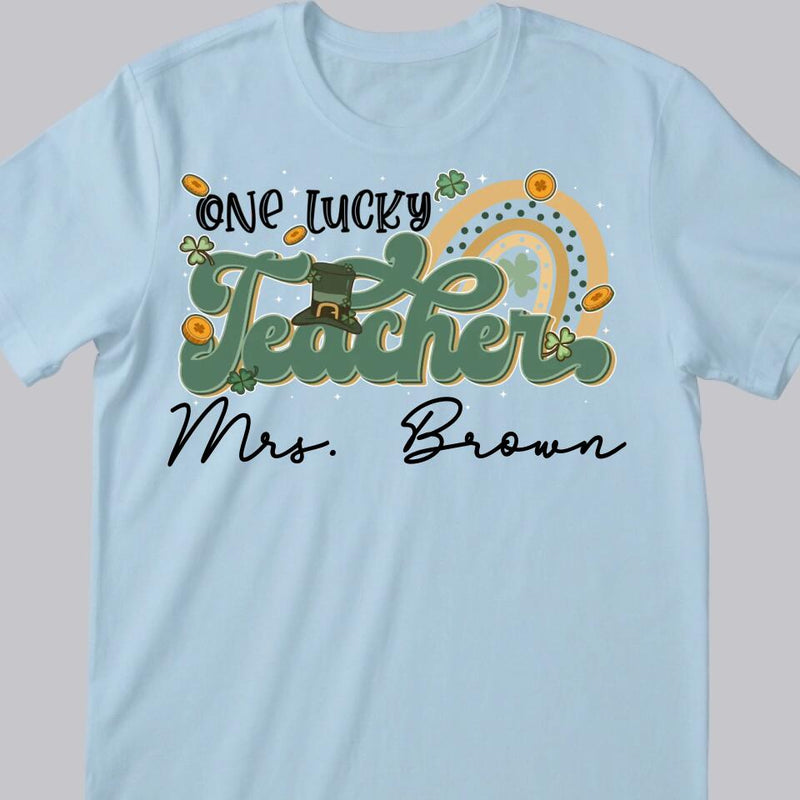 Custom Teacher Shirt, Irish Teacher Shirt, Teacher Gift Shirt, Teacher Name Shirt, St Pattys Day Shirt, Lucky Teacher Shirt, Retro Teacher Shirts