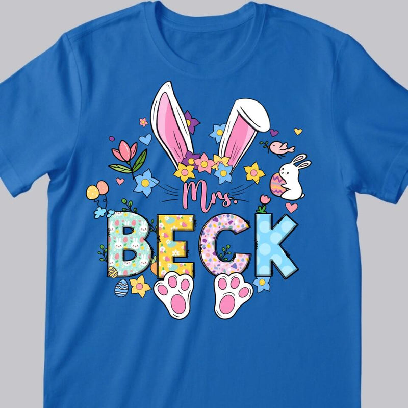 Easter Teacher Shirt, Personalized Name Bunny Teacher Shirt, Teacher Easter Gift, Custom Teacher Shirt, Cute Easter Shirt For Easter
