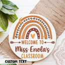 Personalized Teacher Door Sign, Teacher Gift, Boho Rainbow Door Hanger, Teacher Welcome Sign, Classroom Door Sign, Native American Decor