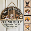 Pawzity Funny Warning Signs, Gift For Dog Lovers, Crazy Dogs Live Here, Do Not Knock Custom Wooden Signs , Dog Mom Gifts
