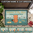 Pawzity Welcome To My Home Personalized Doormat, Gifts For Cat Lovers, Chubby Backside Cats Front Door Mat