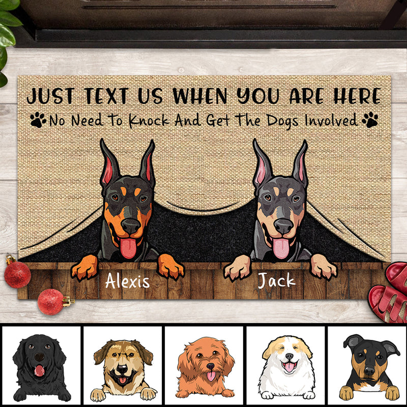 Pawzity No Need To Knock Custom Doormat, Gifts For Dog Lovers, Just Text Us When You Are Here Front Door Mat