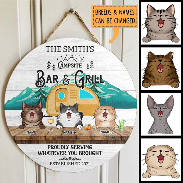 Pawzity Camping Signs, Gifts For Cat Lovers, Proudly Serving Whatever You Brought , Cat Mom Gifts