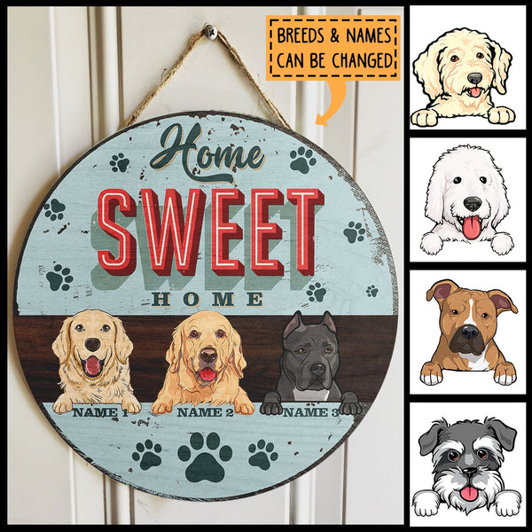 Pawzity Home Sweet Home Signs, Gifts For Dog Lovers, Pastel Blue Background Welcome Door Sign , Dog Mom Gifts