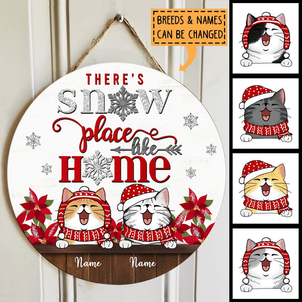 Christmas Door Decorations, Gifts For Cat Lovers, There's Snow Place Like Home Welcome Door Sign , Cat Mom Gifts