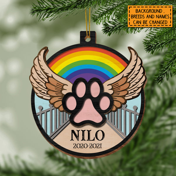 Pet Memorial Ornament, Pet's Wing Bauble, Personalized Pet Name, Loss Of Pet Ornament