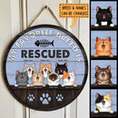 Pawzity Welcome Door Signs, Gifts For Cat Lovers, My Favorite Breed Is Rescued , Cat Mom Gifts