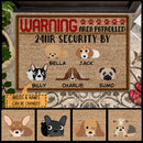 Pawzity Personalized Doormat, Gifts For Dog Lovers, Warning Area Patrolled 24hr Security Front Door Mat