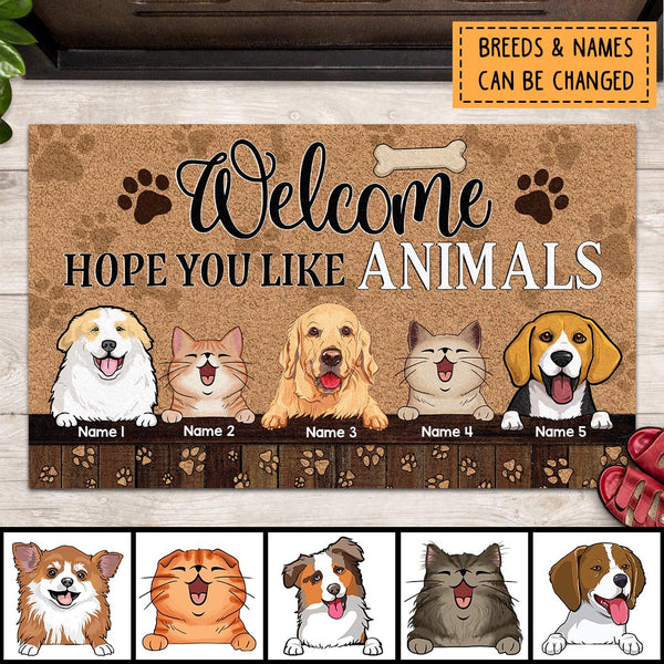 Pawzity Front Door Mat, Gifts For Pet Lovers, Welcome Hope You Like Animals Custom Doormat