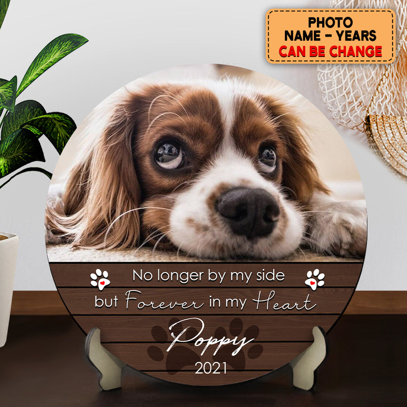 Pawzity Pet Memorial Signs, Pet Sympathy Gifts, No Longer By My Side But Forever In My Heart Custom Wooden Signs