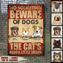 Pawzity Beware Of Dogs Metal Yard Sign, Gifts For Pet Lovers, No Soliciting The Cats're Also A Little Shady
