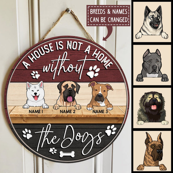 Pawzity Welcome Door Signs, Gifts For Dog Lovers, A House Is Not A Home Without The Dog Red & Black Custom Wooden Signs , Dog Mom Gifts