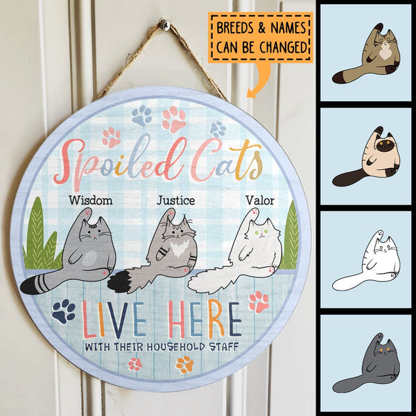 Pawzity Custom Wood Signs, Gifts For Cat Lovers, A Spoiled Cat Lives Here Personalized Housewarming Gifts , Cat Mom Gifts