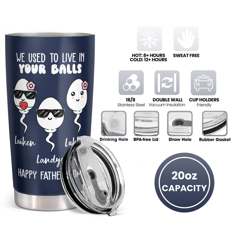 We Used To Live In Your Balls - Personalized Custom Tumbler - Gift for Dad, Father