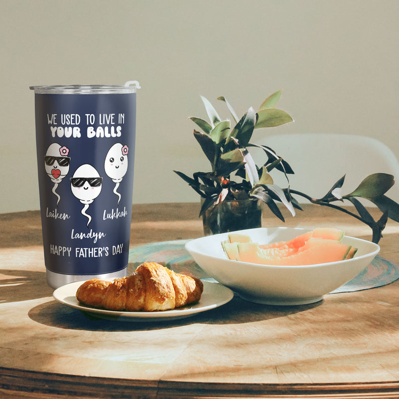 We Used To Live In Your Balls - Personalized Custom Tumbler - Gift for Dad, Father