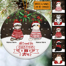 All I Want For Christmas Is You Circle Ceramic Ornament - Personalized Cat Lovers Decorative Christmas Ornament