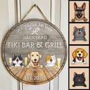 Pawzity Backyard Tiki Bar & Grill Welcome Door Signs, Gifts For Pet Lovers, Couple Of Spatula Custom Wooden Signs