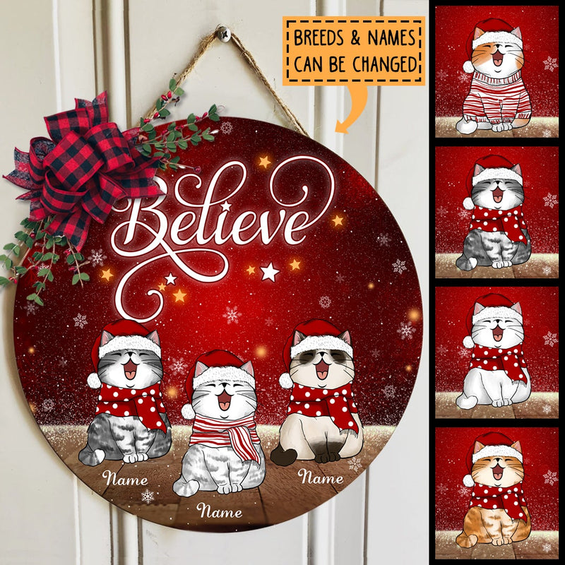 Christmas Door Decorations, Gifts For Dog Lovers, Believe Red Xmas Background Welcome Door Signs , Dog Mom Gifts