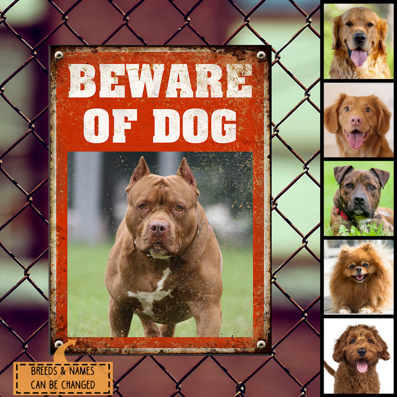 Pawzity Beware Of Dog Metal Yard Sign, Gifts For Dog Lovers, Custom Dog's Photo Funny Warning Signs