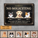 Pawzity Beware Of Dog Metal Yard Sign, Gifts For Pet Lovers, No Soliciting The Cat's Also A Little Shady Vintage Signs