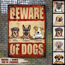 Pawzity Beware Of Dogs Metal Yard Sign, Gifts For Dog Lovers, Red Warning Funny Warning Signs
