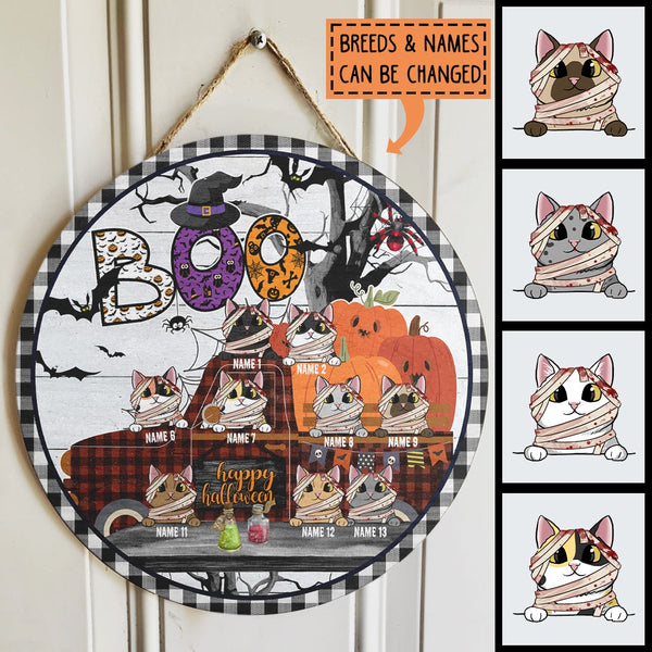 Halloween Boo Sign, Halloween Decorations For Cat Lovers, Custom Wooden Signs , Cat Mom Gifts