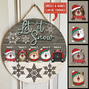 Christmas Door Decorations, Gifts For Cat Lovers, Let It Snow Welcome Door Signs, Grey And White Wooden , Cat Mom Gifts