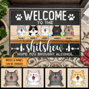 Pawzity Front Door Mat, Gifts For Cat Lovers, Welcome To The Shitshow Hope You Brought Alcohol Welcome Mat