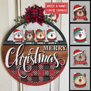 Christmas Door Decorations, Gifts For Cat Lovers, Merry Christmas Red Plaid Welcome Door Signs , Cat Mom Gifts
