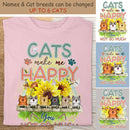 Cats Make Me Happy You Not So Much - Butterflies and Sunflowers - Personalized Cat T-shirt