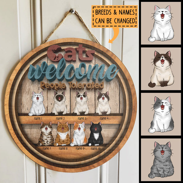 Pawzity Welcome Door Signs, Gifts For Cat Lovers, Cats Welcome People Tolerated , Cat Mom Gifts