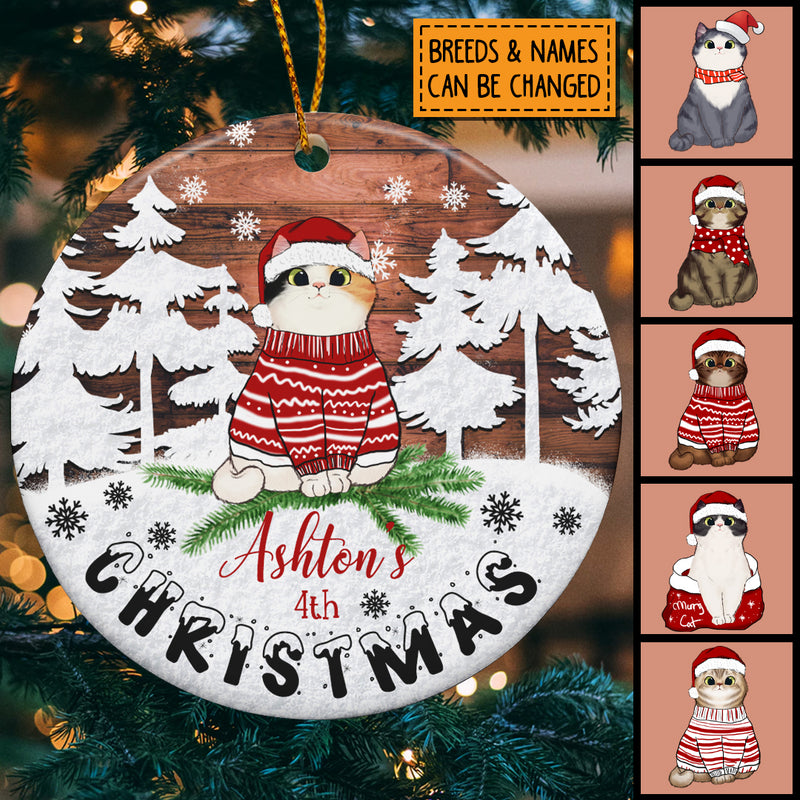 Christmas - Winter Wooden - Personalized Cat Christmas Ornament