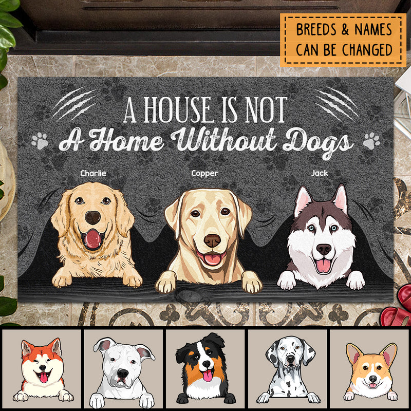 Pawzity Custom Doormat, Gifts For Dog Lovers, A House Is Not A Home Without A Dog Gray Front Door Mat