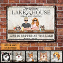 Pawzity Metal Lake House Sign, Gifts For Pet Lovers, Relax And Unwind Life Is Better At The Lake Personalized Family Sign