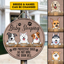 Pawzity Custom Wooden Sign, Gifts For Dog Lovers, Baby Sleeping And Protective Dogs Do Not Ring The Door Bell