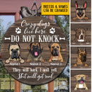 Pawzity Custom Wooden Sign, Gifts For Dog Lovers, Crazy Dog Lives Here Do Not Knock It Will Bark Shit Will Get Real