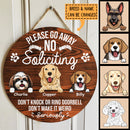 Pawzity Custom Wooden Sign, Gifts For Dog Lovers, Please Go Away No Soliciting Don't Knock Or Ring Doorbell