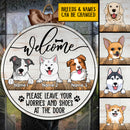 Pawzity Custom Wooden Sign, Gifts For Dog Lovers, Please Leave Your Worries And Shoes At The Door Welcome Signs
