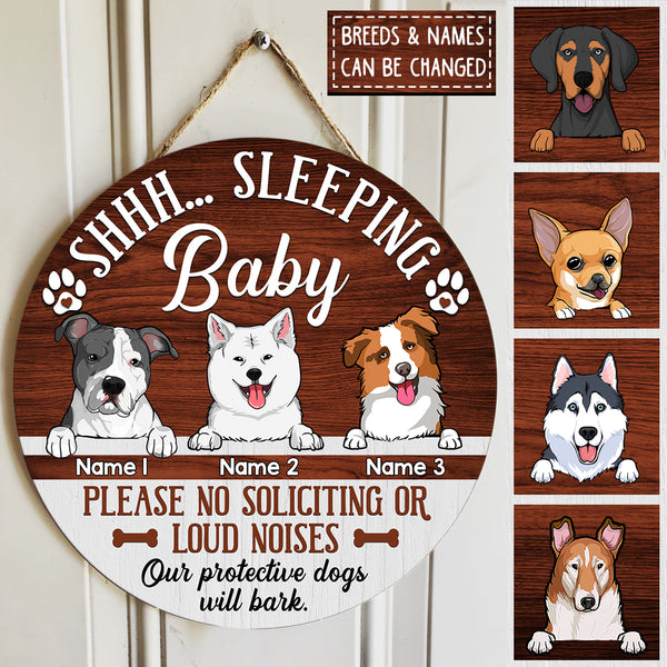 Pawzity Custom Wooden Sign, Gifts For Dog Lovers, Shhh Sleeping Baby Please No Soliciting Or Loud Noises