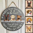 Pawzity Custom Wooden Signs, Gifts For Dog Lovers, Do Not Knock They Will Bark Shit Will Get Real Personalized Wood Sign