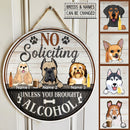 Pawzity Custom Wooden Signs, Gifts For Dog Lovers, No Soliciting Unless You Brought Alcohol Retro Signs