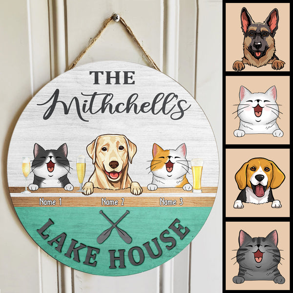 Pawzity Custom Wooden Signs, Gifts For Pet Lovers, Lake House A Couple Paddle Family Name Sign