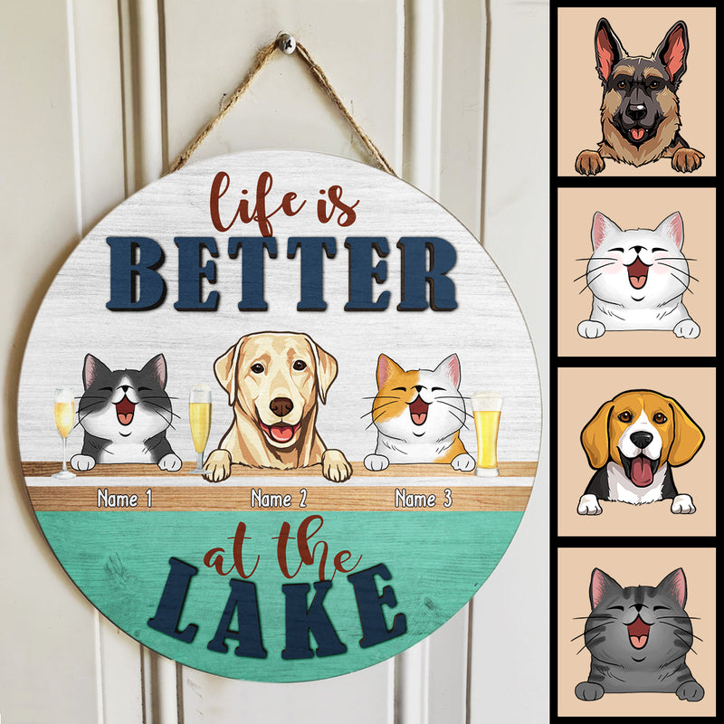 Pawzity Custom Wooden Signs, Gifts For Pet Lovers, Life Is Better At The Lake Personalized Wood Sign