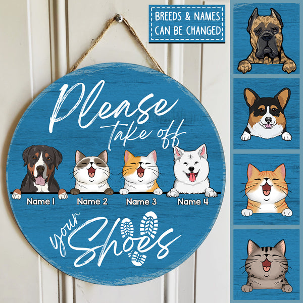 Pawzity Custom Wooden Signs, Gifts For Pet Lovers, Please Take Off Your Shoes Personalized Wood Sign