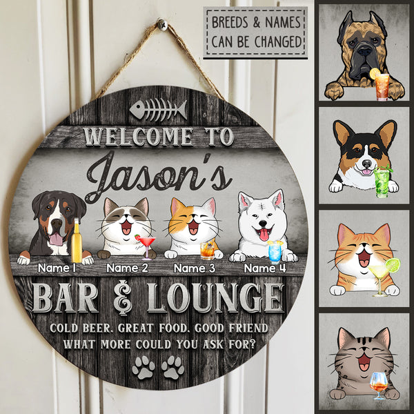 Pawzity Custom Wooden Signs, Gifts For Pet Lovers, Welcome To My Bar & Lounge Personalized Wood Sign